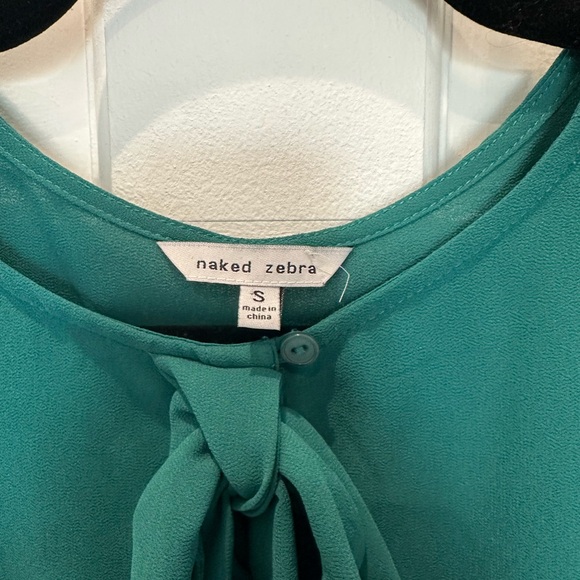 Naked Zebra Green Blouse with Bow Detail - Picture 3 of 5